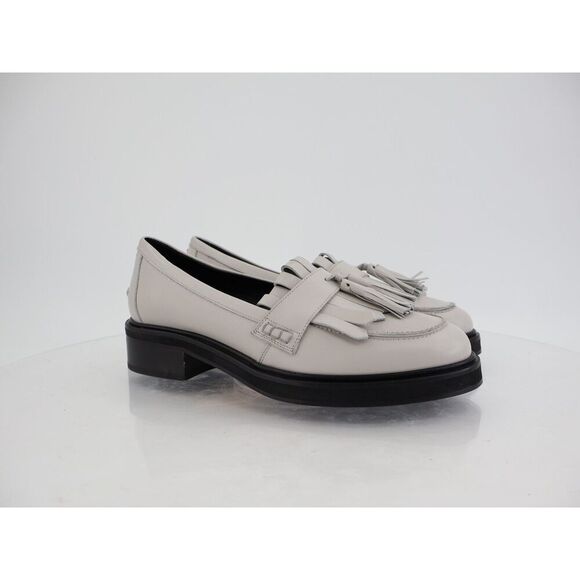 AEYDE Eryn Tassel Loafer Slip Up Size 40 9 Grey Leather Slip on Block Heel - Picture 2 of 13